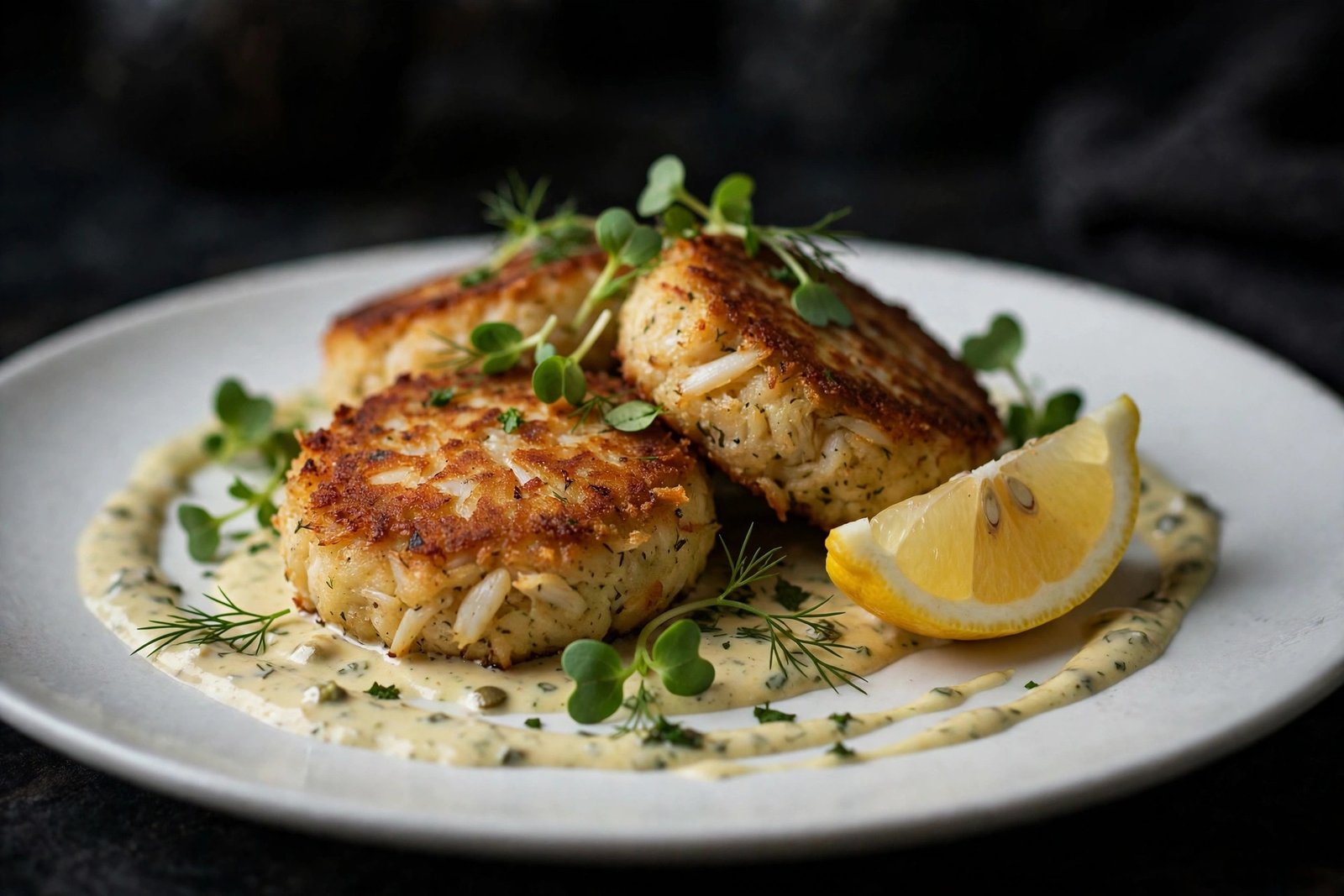 Pan-seared crab cakes with remoulade at East Shore Cafe